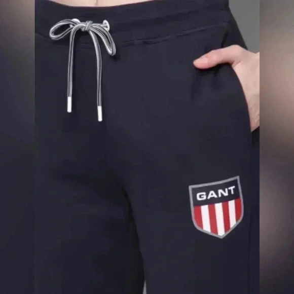 Gant Pants - Gant casual athletic slim fit heathered grey relaxed cotton pants joggers XL